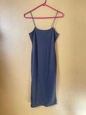 Forever 21 Navy Blue Midi Slip Dress with Spaghetti Straps